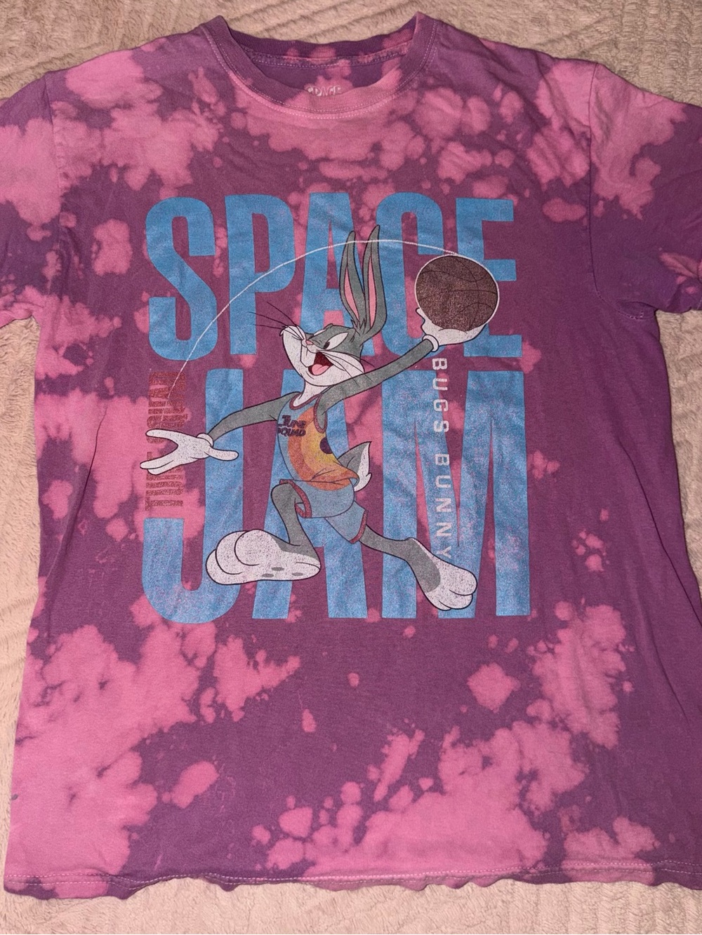 Bugs Bunny Space Jam Tie-Dye Short Sleeve Tee - Pink & Purple